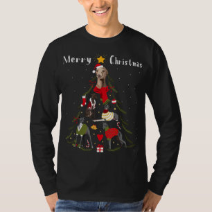 Christmas Tree Italian Greyhound Lover Xmas Dog Ow T-Shirt