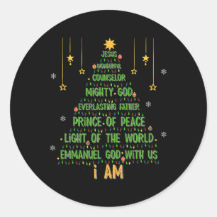 Christmas Tree Jesus Christian Bible Faith Holiday Classic Round Sticker