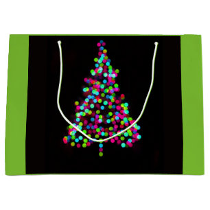Christmas Tree Jewels on Green Large Gift Bag