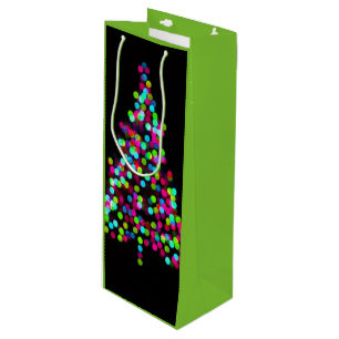 Christmas Tree Jewels on Green Wine Gift Bag