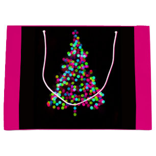 Christmas Tree Jewels on Pink Large Gift Bag