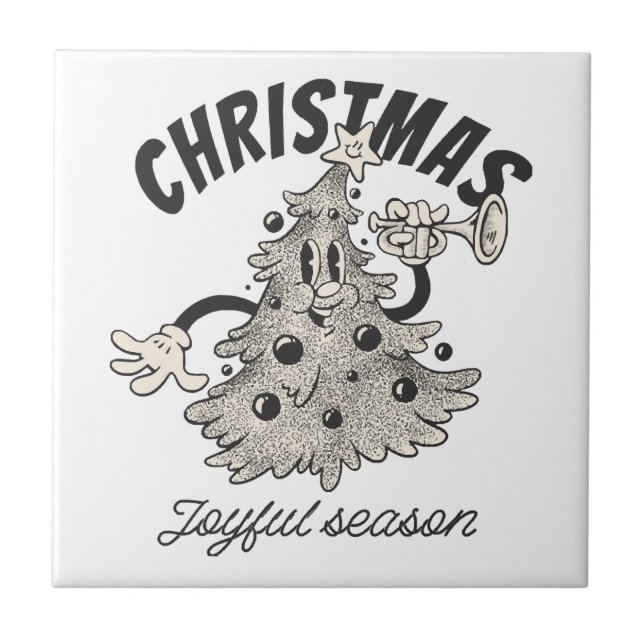 Christmas Tree Joyful Season  Ceramic Tile (Front)