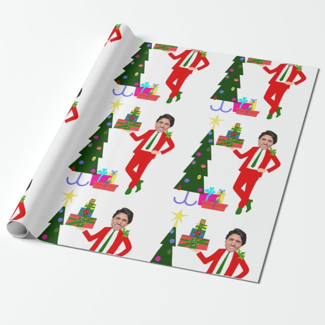 christmas tree justin trudeau wrapping paper (Unrolled)