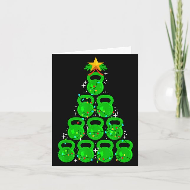 Christmas Tree Kettlebell Xmas Gym Workout Fitness Card (Front)