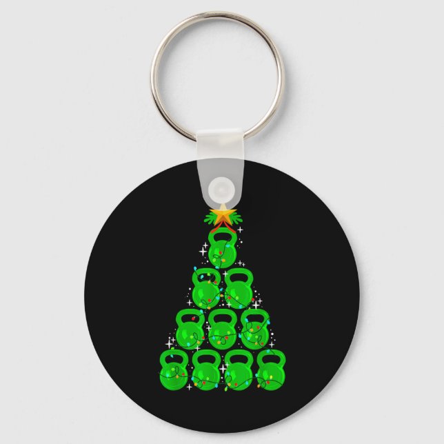 Christmas Tree Kettlebell Xmas Gym Workout Fitness Key Ring (Front)