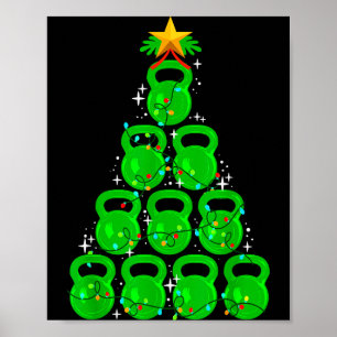 Christmas Tree Kettlebell Xmas Gym Workout Fitness Poster