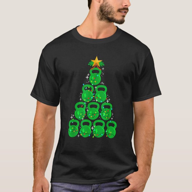 Christmas Tree Kettlebell Xmas Gym Workout Fitness T-Shirt (Front)