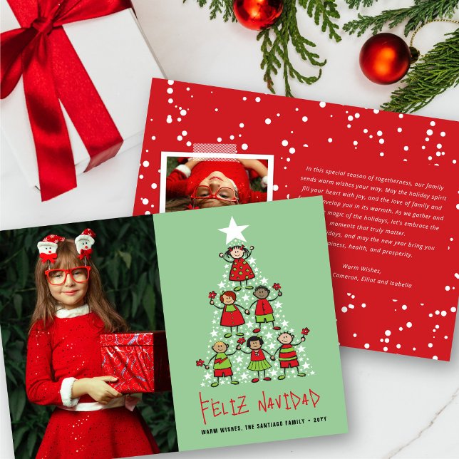 Christmas Tree Kids And Stars Photo Holiday Card (Creator Uploaded)