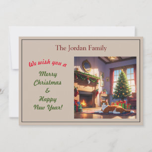 Christmas Tree & Kitty Cat Holiday Card