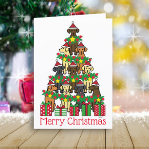 Christmas Tree Labradors Four Holiday Card