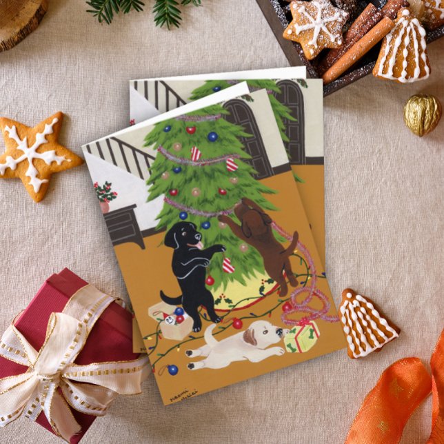 Christmas Tree Labradors Holiday Card (Christmas Tree Labradors Design Christmas Cards for Labrador Owners.  Delightful design.)