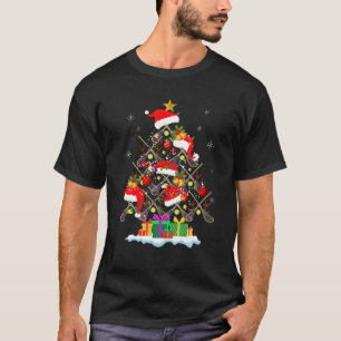 Christmas Tree Lacrosse Ball Santa Hat Funny Xmas T-Shirt
