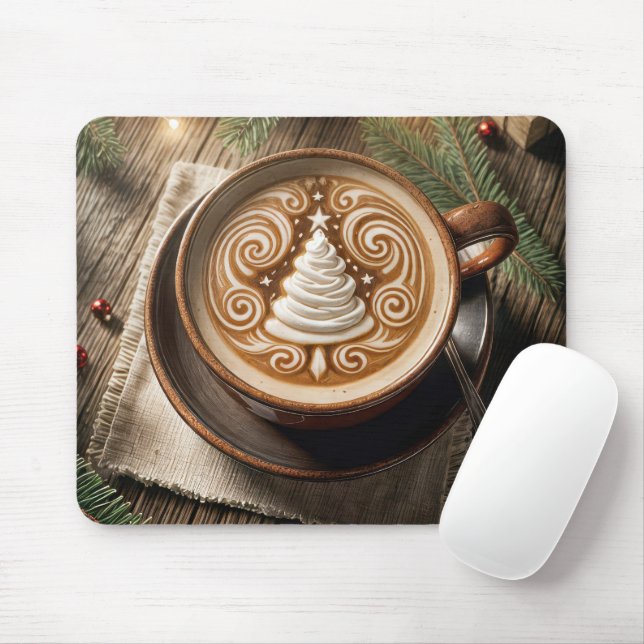 Christmas Tree Latte Mouse Pad (With Mouse)