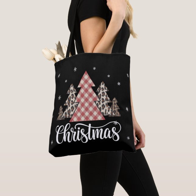 Christmas Tree Leopard Funny Xmas Holiday  Tote Bag (Close Up)