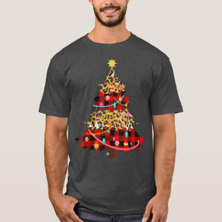 Christmas Tree Leopard Print Buffalo Plaid Merry X T-Shirt