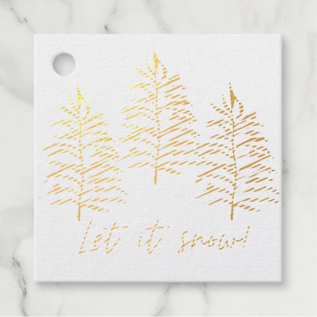 Christmas tree - Let it snow Foil Favour Tag (Front)