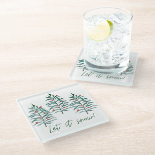 Christmas tree - Let it snow Glass Coaster