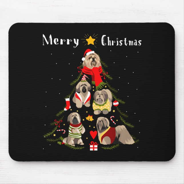 Christmas Tree Lhasa Apso Lover Xmas Dog Owner New Mouse Pad (Front)