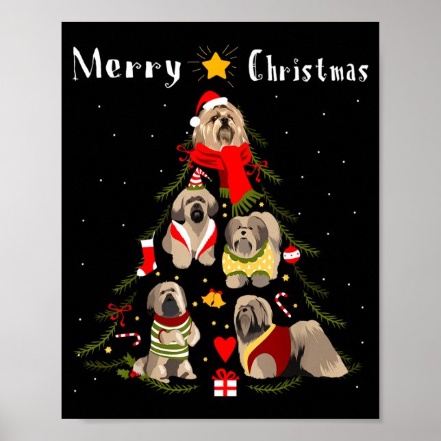 Christmas Tree Lhasa Apso Lover Xmas Dog Owner New Poster (Front)
