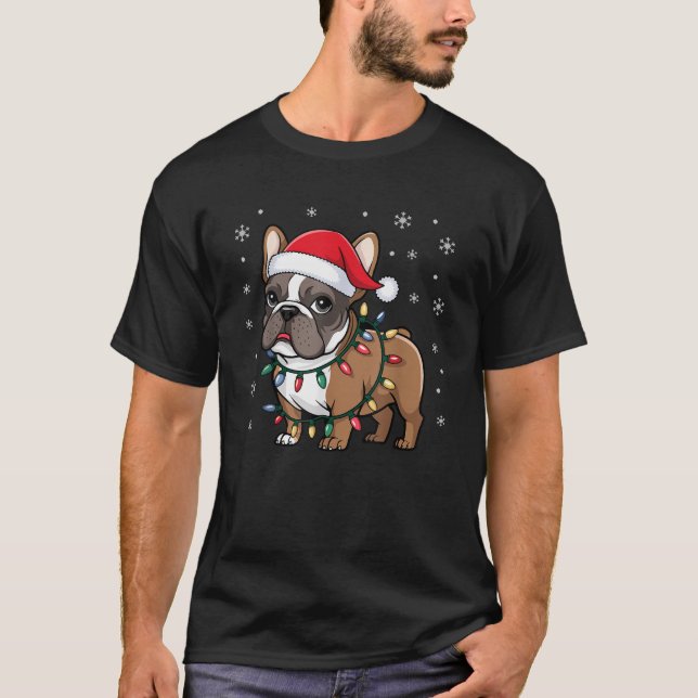 Christmas Tree Light French Bulldogs Men Women Lov T-Shirt (Front)