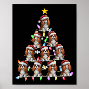 Christmas Tree Light Santa Cavalier King Charles S Poster
