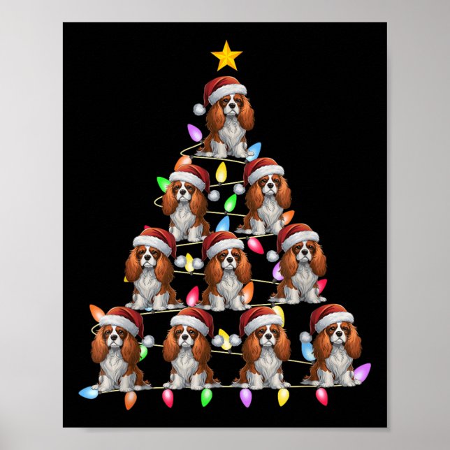 Christmas Tree Light Santa Cavalier King Charles S Poster (Front)