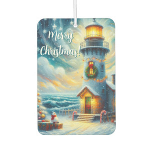 Christmas Tree Lighthouse Nautical Coastal Blue Car Air Freshener