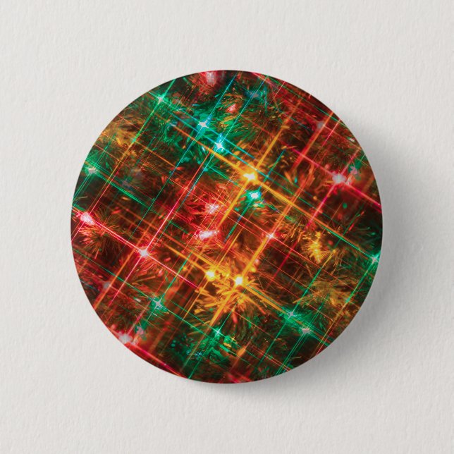 christmas tree lights 6 cm round badge (Front)