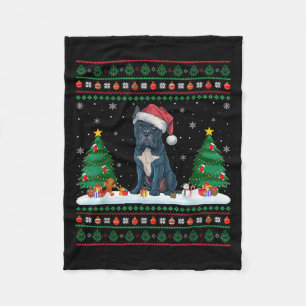 Christmas Tree Lights Cane Corso Dog Santa Ugly Xm Fleece Blanket