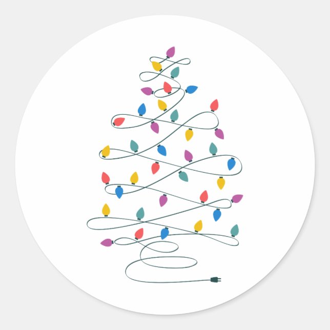 Christmas Tree Lights Classic Round Sticker (Front)