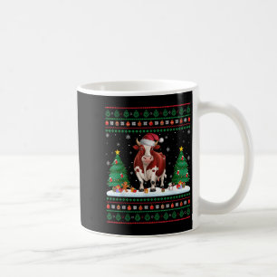 Christmas Tree Lights Cow Santa Ugly Xmas Sweater Coffee Mug