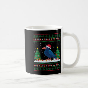 Christmas Tree Lights Crow Santa Ugly Xmas Sweater Coffee Mug