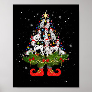 Christmas Tree Lights Cute Santa Hat Dog Lover  Poster