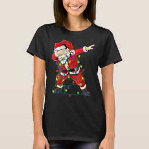 Christmas Tree Lights Dabbing Santa For Xmas Holi T-Shirt