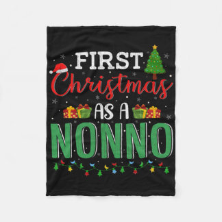 Christmas Tree Lights Decor Funny First Christmas Fleece Blanket