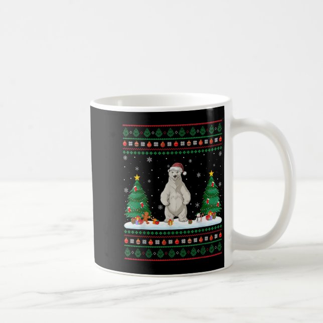 Christmas Tree Lights Lar Bear Santa Ugly Xmas Swe Coffee Mug (Right)