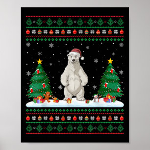 Christmas Tree Lights Lar Bear Santa Ugly Xmas Swe Poster