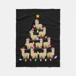 Christmas Tree Lights Men Women Santa Alpaca Xmas  Fleece Blanket