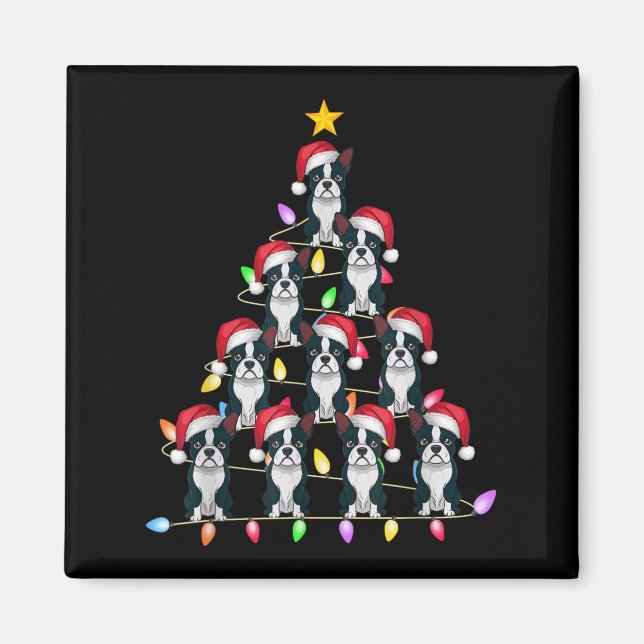 Christmas Tree Lights Men Women Santa Boston Terri Magnet (Front)
