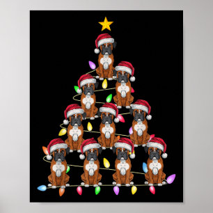 Christmas Tree Lights Men Women Santa Boxer Dog Xm Poster
