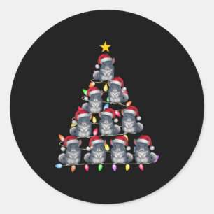 Christmas Tree Lights Men Women Santa Chinchilla X Classic Round Sticker