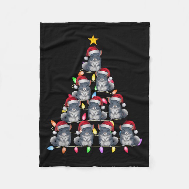 Christmas Tree Lights Men Women Santa Chinchilla X Fleece Blanket (Front)