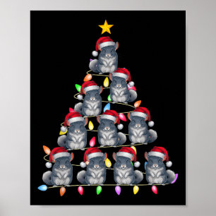Christmas Tree Lights Men Women Santa Chinchilla X Poster