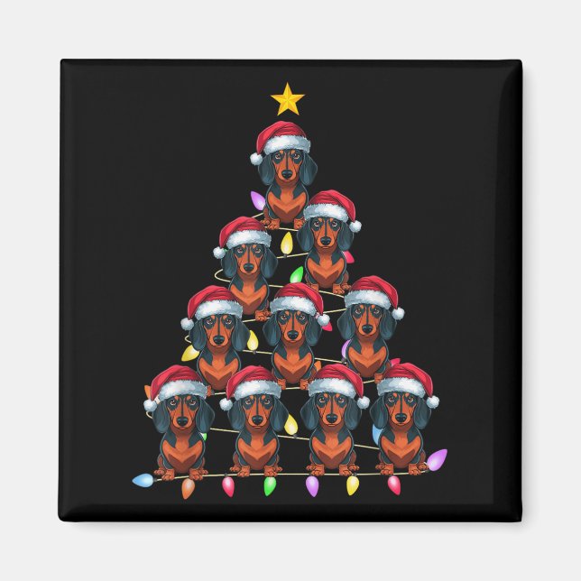 Christmas Tree Lights Men Women Santa Dachshund Do Magnet (Front)
