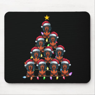 Christmas Tree Lights Men Women Santa Dachshund Do Mouse Pad