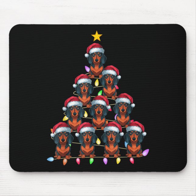 Christmas Tree Lights Men Women Santa Dachshund Do Mouse Pad (Front)