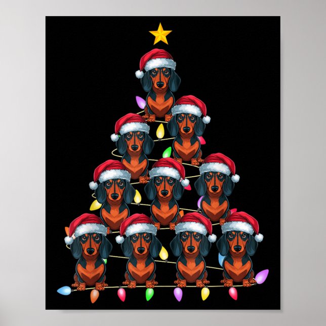 Christmas Tree Lights Men Women Santa Dachshund Do Poster (Front)