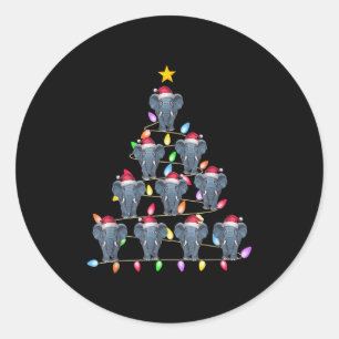 Christmas Tree Lights Men Women Santa Elephant Xma Classic Round Sticker