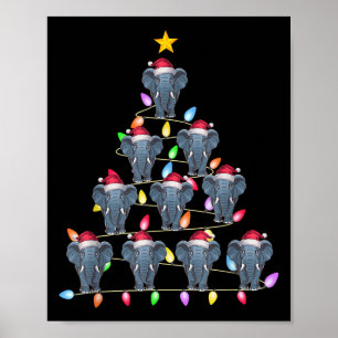 Christmas Tree Lights Men Women Santa Elephant Xma Poster