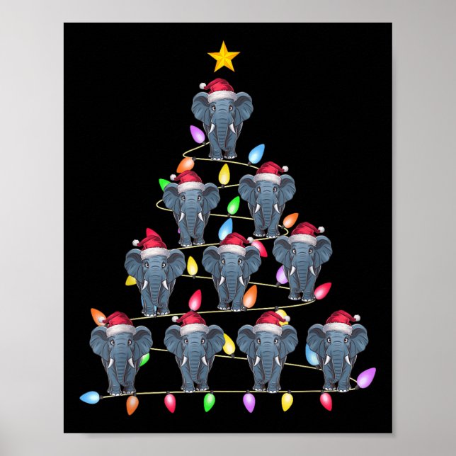 Christmas Tree Lights Men Women Santa Elephant Xma Poster (Front)